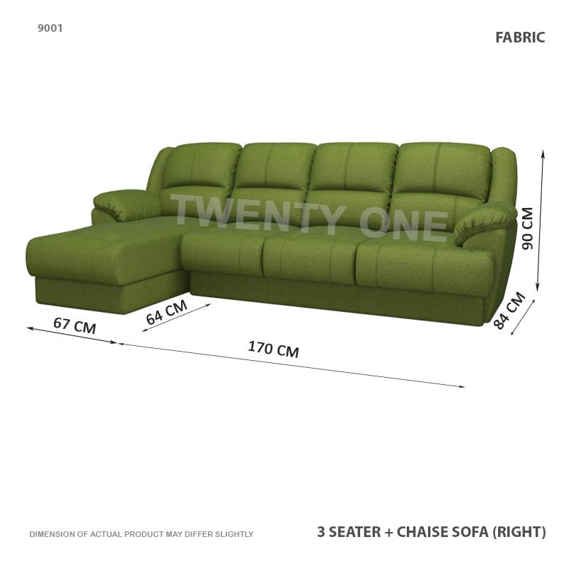 9001 3S+ L   3 SEATER WITH CHAISE FABRIC SOFA 1 C RIGHT